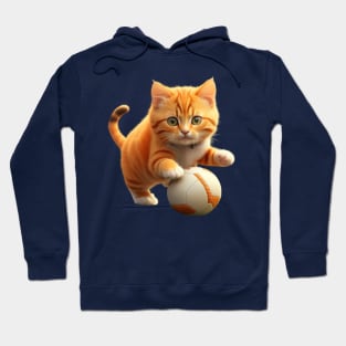 Cat is playing football Hoodie